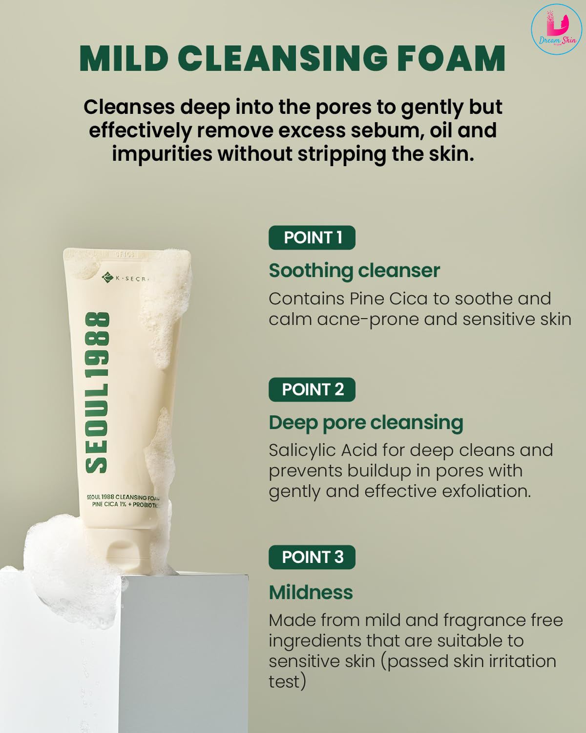 KSECRET SEOUL 1988 Cleansing Foam Pine Cica 1% + Probiotics 150ml